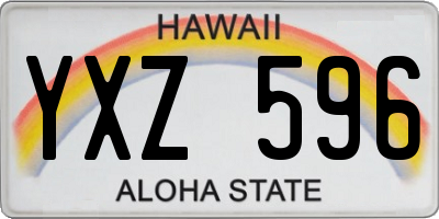 HI license plate YXZ596