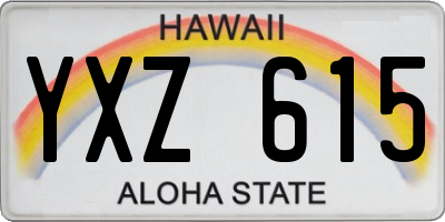 HI license plate YXZ615