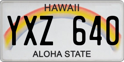 HI license plate YXZ640