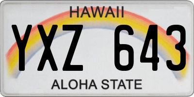 HI license plate YXZ643