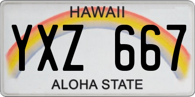 HI license plate YXZ667