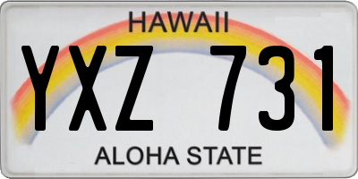 HI license plate YXZ731