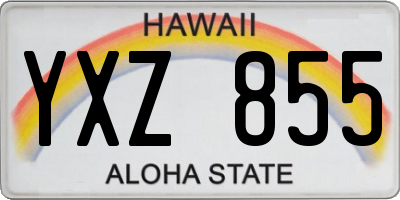 HI license plate YXZ855