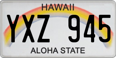 HI license plate YXZ945