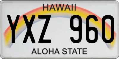 HI license plate YXZ960