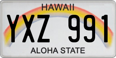 HI license plate YXZ991