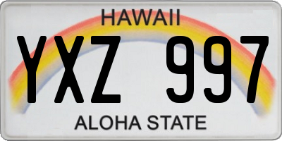 HI license plate YXZ997