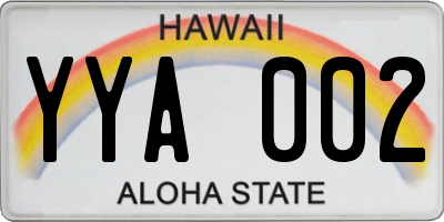 HI license plate YYA002