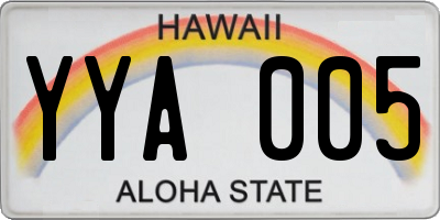 HI license plate YYA005