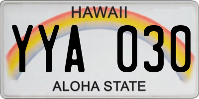 HI license plate YYA030