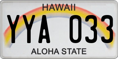 HI license plate YYA033