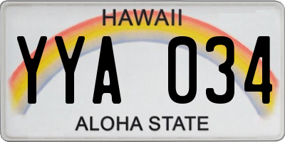 HI license plate YYA034