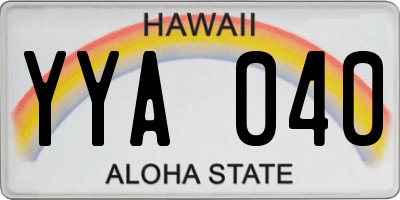 HI license plate YYA040