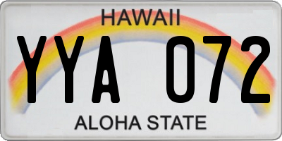 HI license plate YYA072