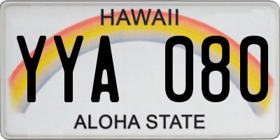 HI license plate YYA080