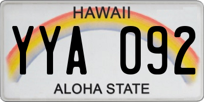 HI license plate YYA092