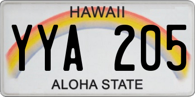 HI license plate YYA205