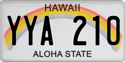 HI license plate YYA210