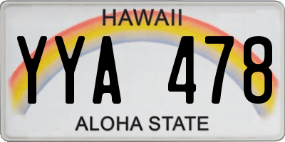 HI license plate YYA478