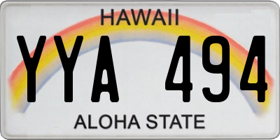HI license plate YYA494