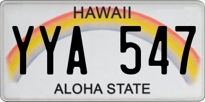 HI license plate YYA547