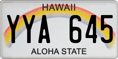 HI license plate YYA645