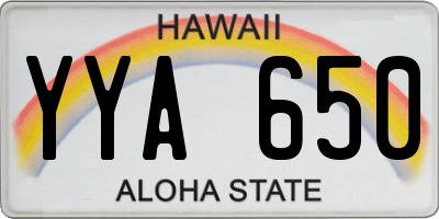 HI license plate YYA650
