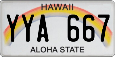 HI license plate YYA667