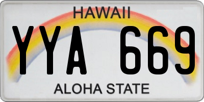 HI license plate YYA669