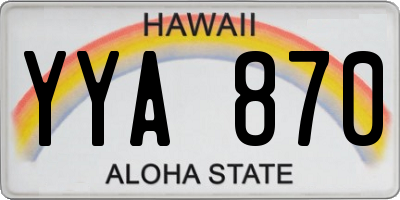 HI license plate YYA870