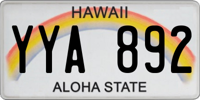 HI license plate YYA892