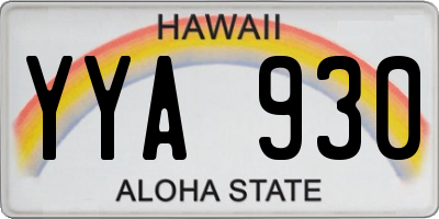 HI license plate YYA930