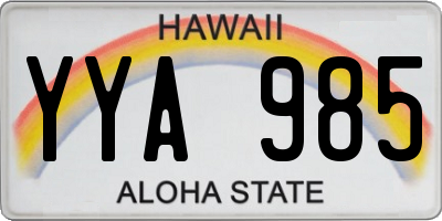 HI license plate YYA985