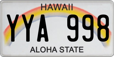 HI license plate YYA998