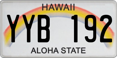 HI license plate YYB192