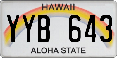 HI license plate YYB643