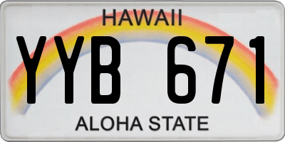 HI license plate YYB671