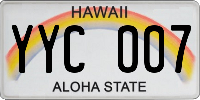 HI license plate YYC007
