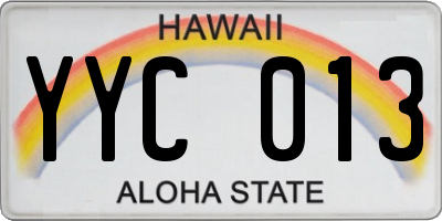 HI license plate YYC013