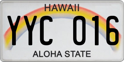 HI license plate YYC016