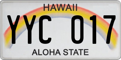 HI license plate YYC017