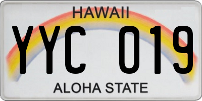 HI license plate YYC019