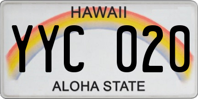 HI license plate YYC020