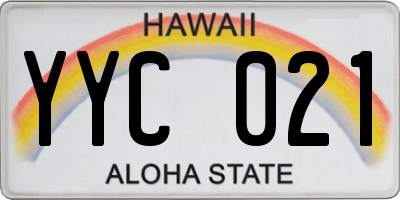 HI license plate YYC021