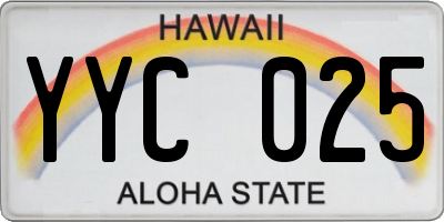 HI license plate YYC025