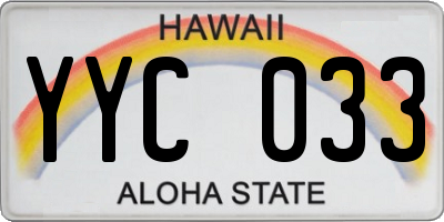 HI license plate YYC033