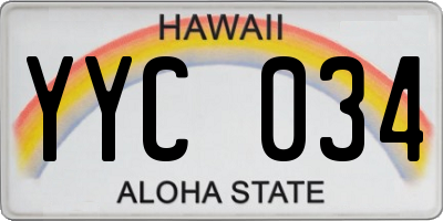 HI license plate YYC034
