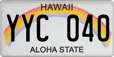 HI license plate YYC040