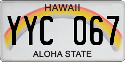 HI license plate YYC067