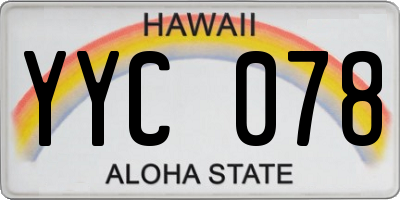 HI license plate YYC078